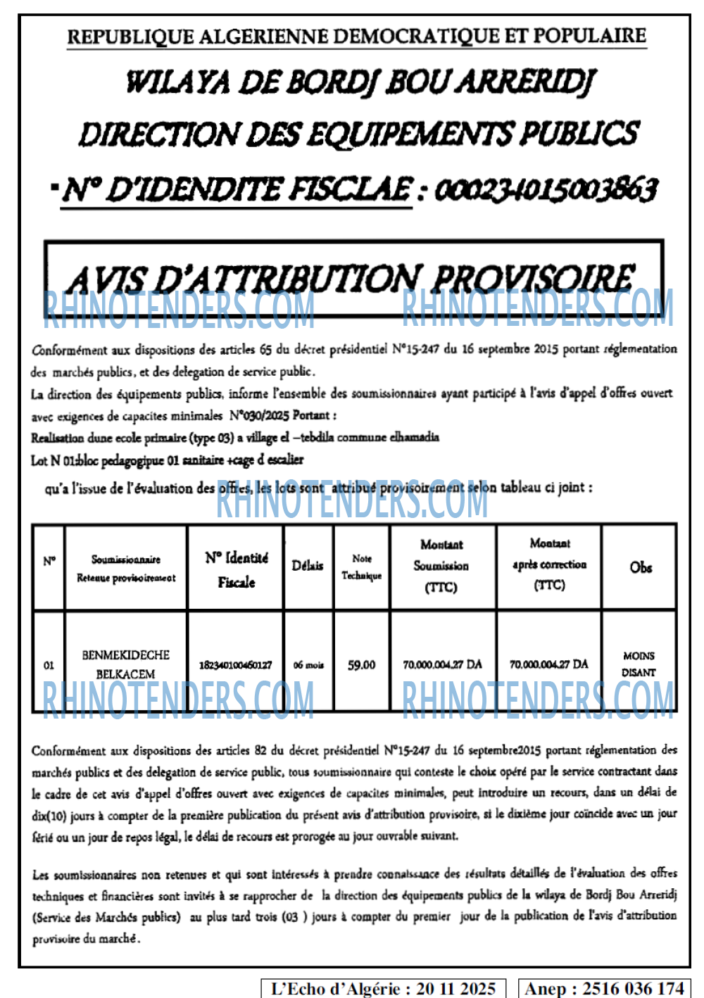 L'ECHO D'ALGERIE