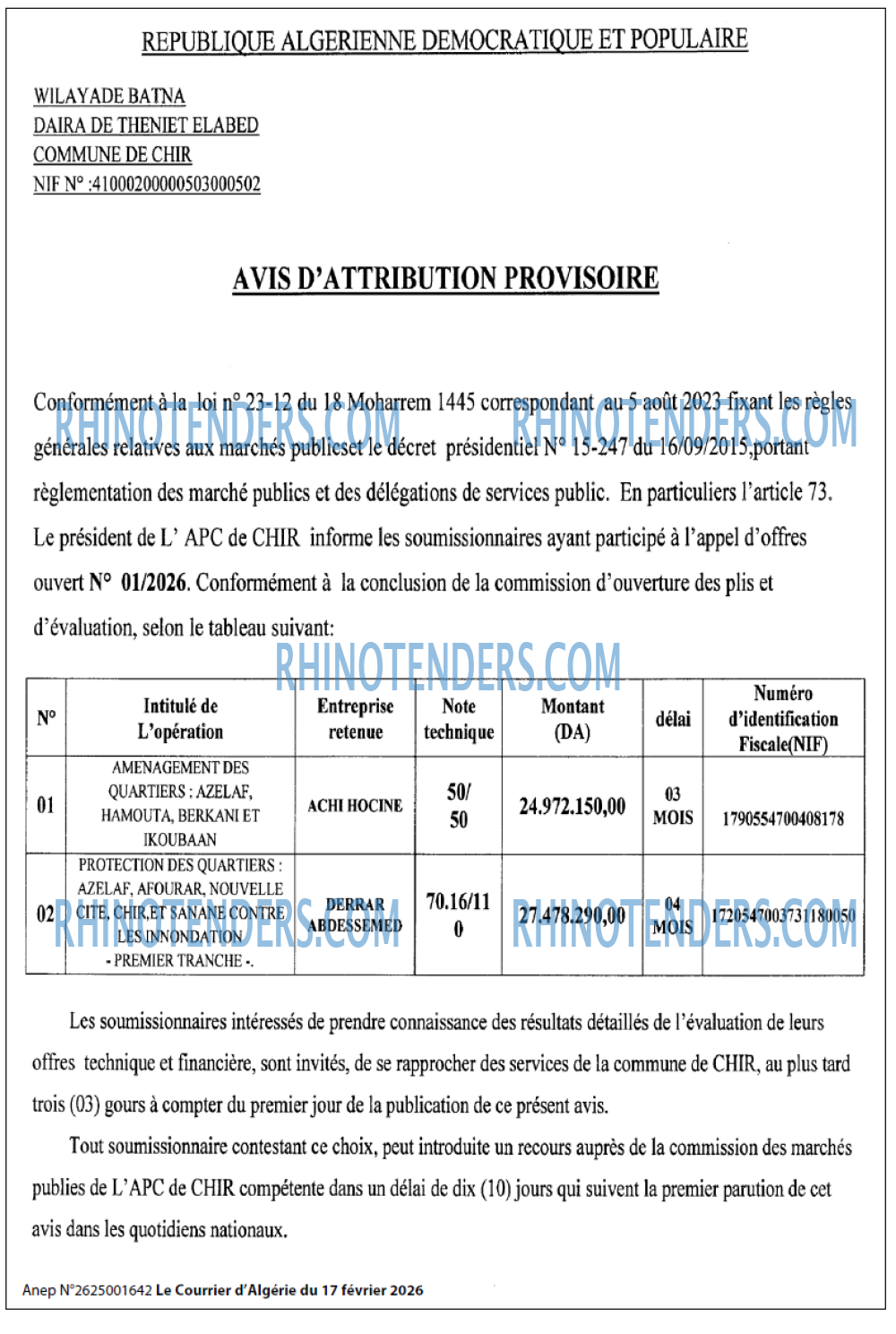 Le Courrier d'Algerie