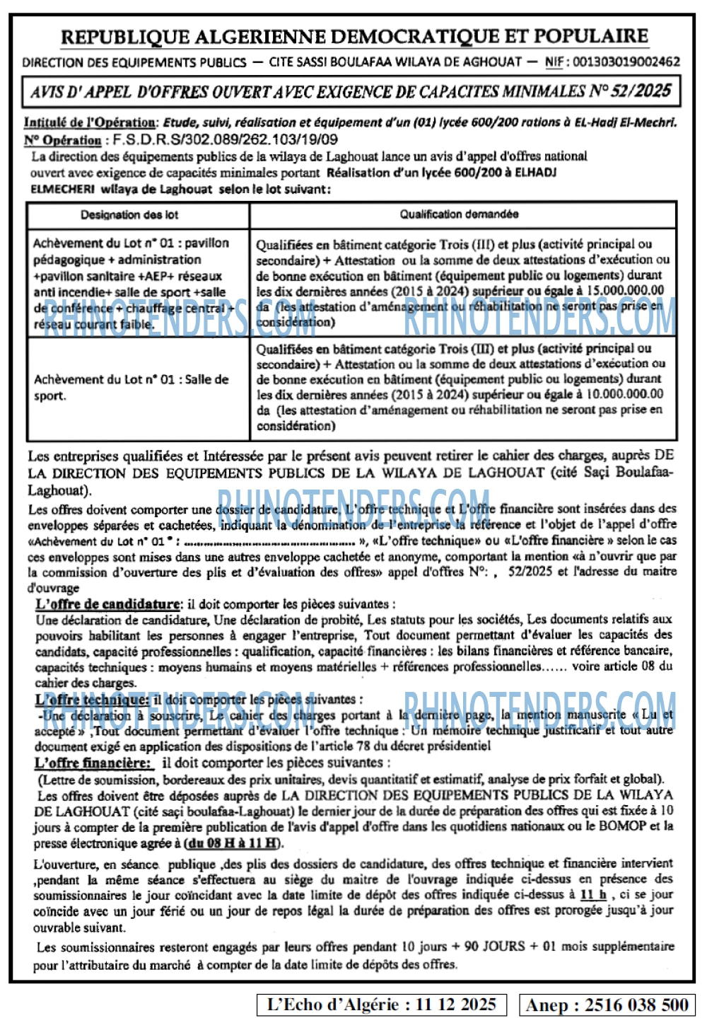L'ECHO D'ALGERIE