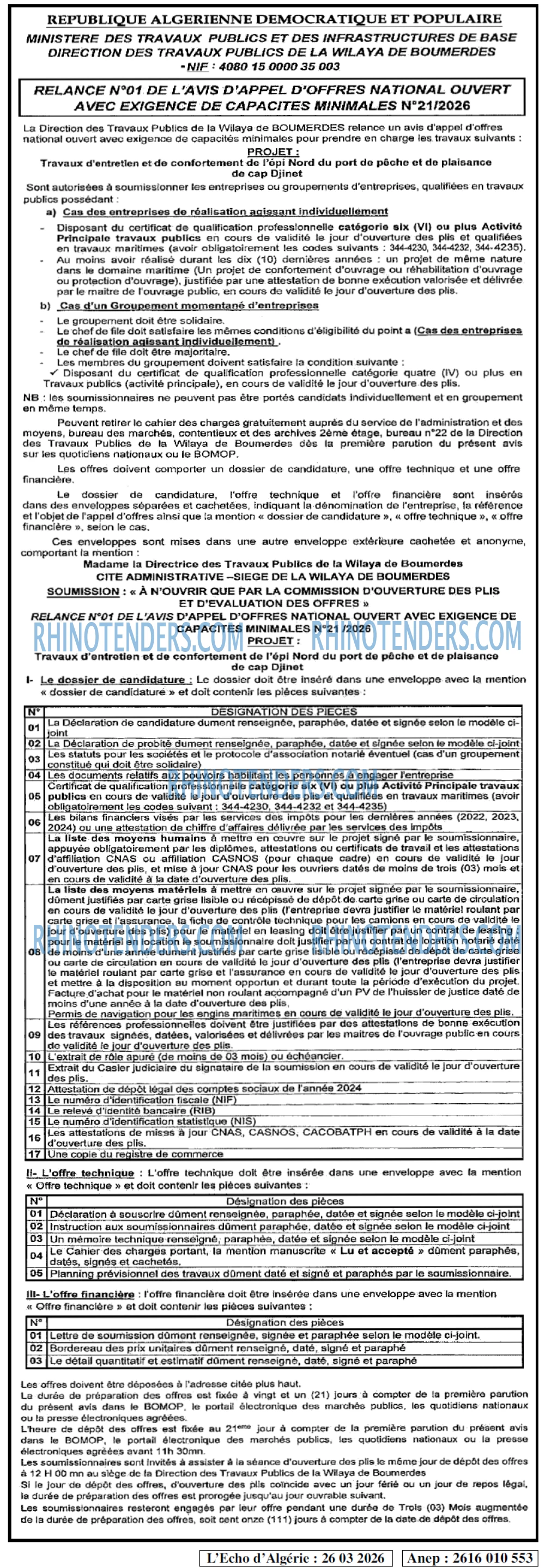 L'ECHO D'ALGERIE