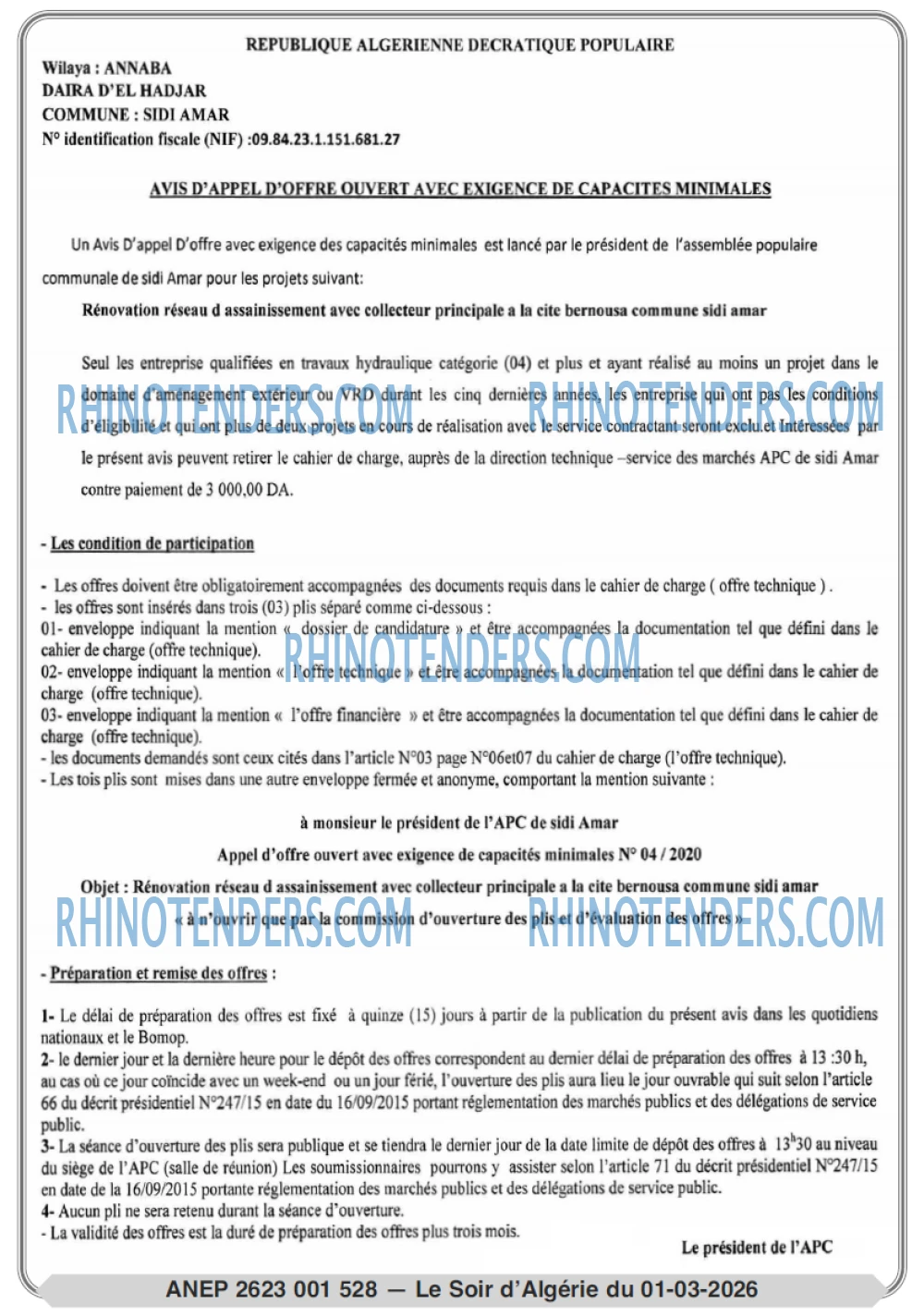 LE SOIR D'ALGERIE
