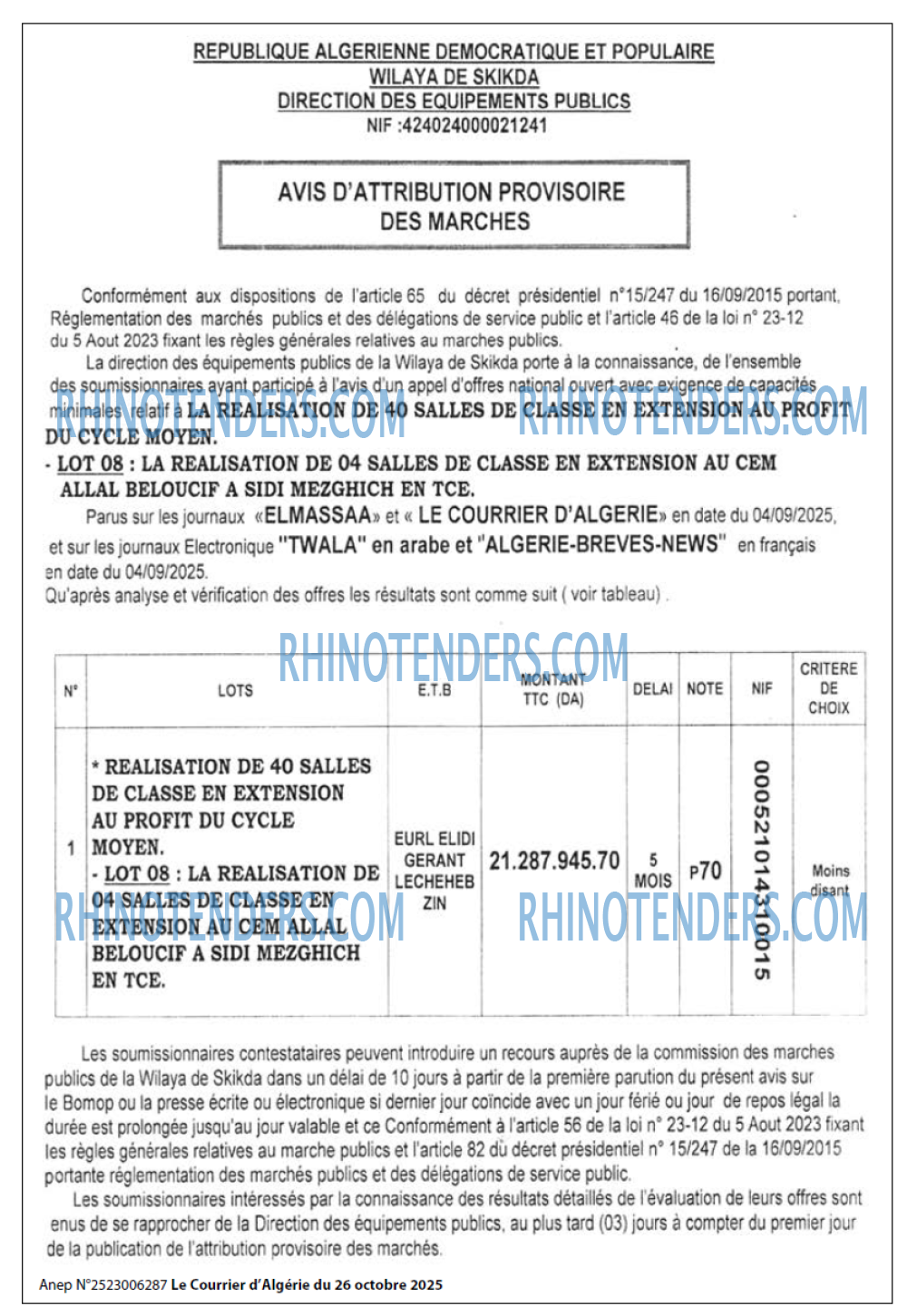 Le Courrier d'Algerie