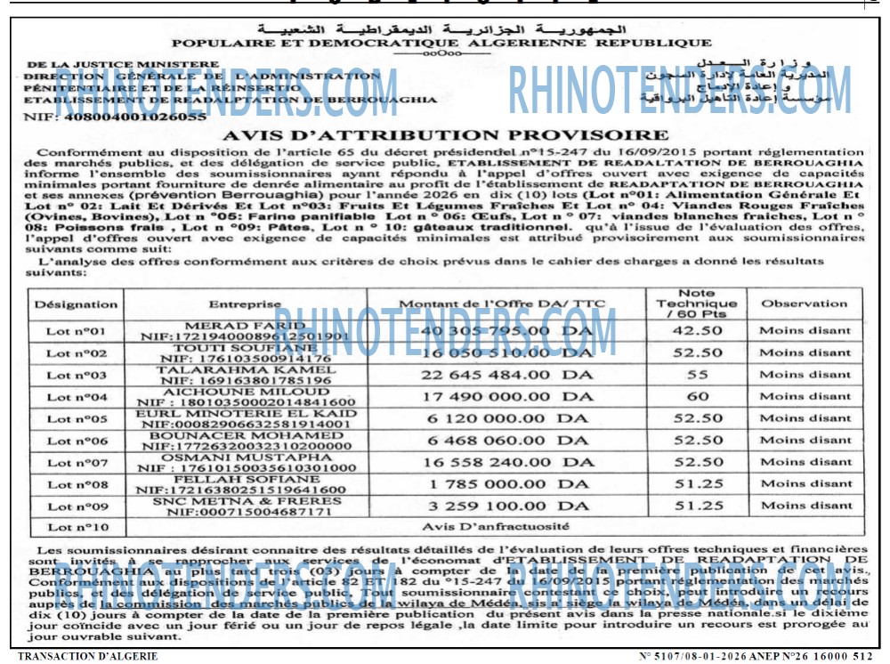 TRANSACTION D'ALGERIE