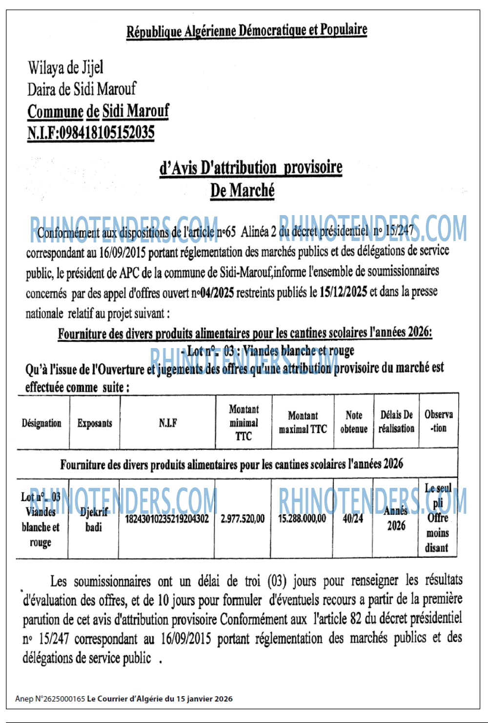 Le Courrier d'Algerie