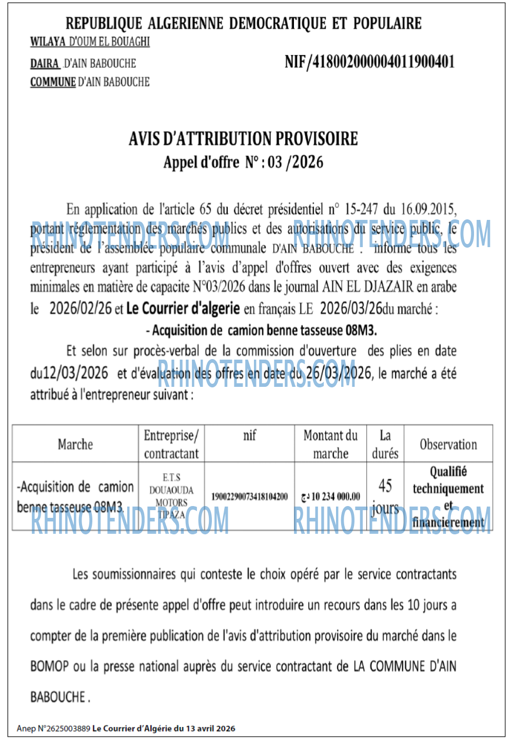 Le Courrier d'Algerie