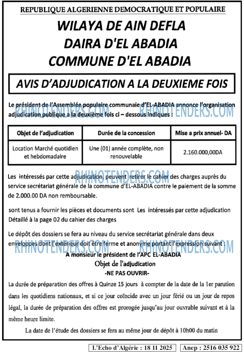 L'ECHO D'ALGERIE