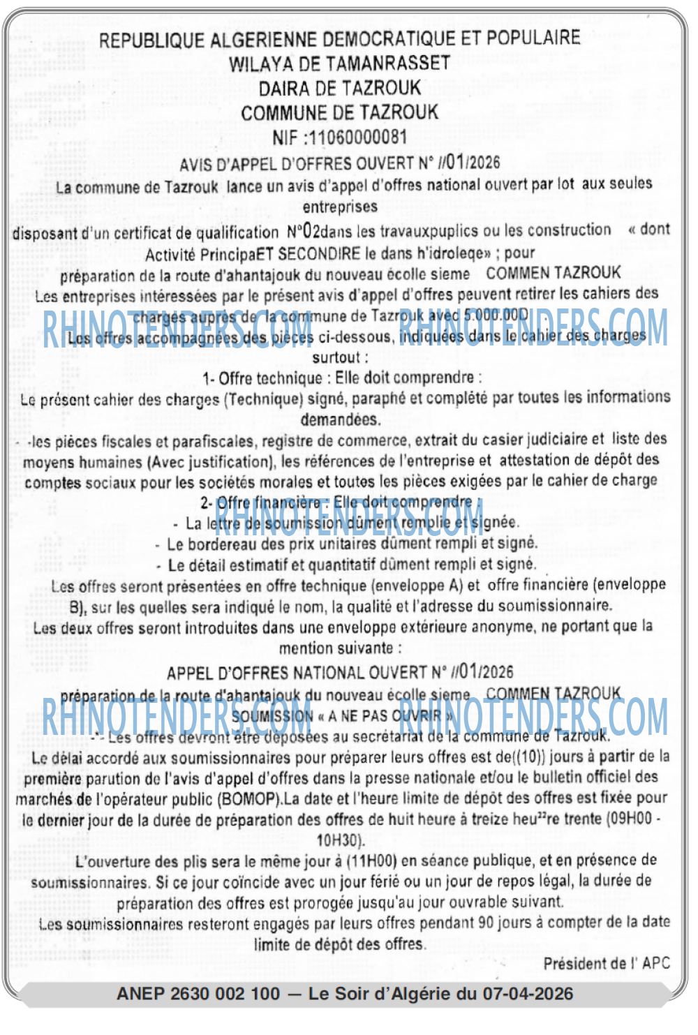 LE SOIR D'ALGERIE