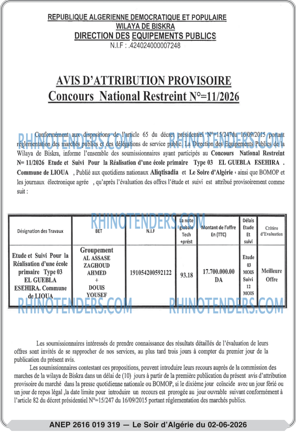LE SOIR D'ALGERIE