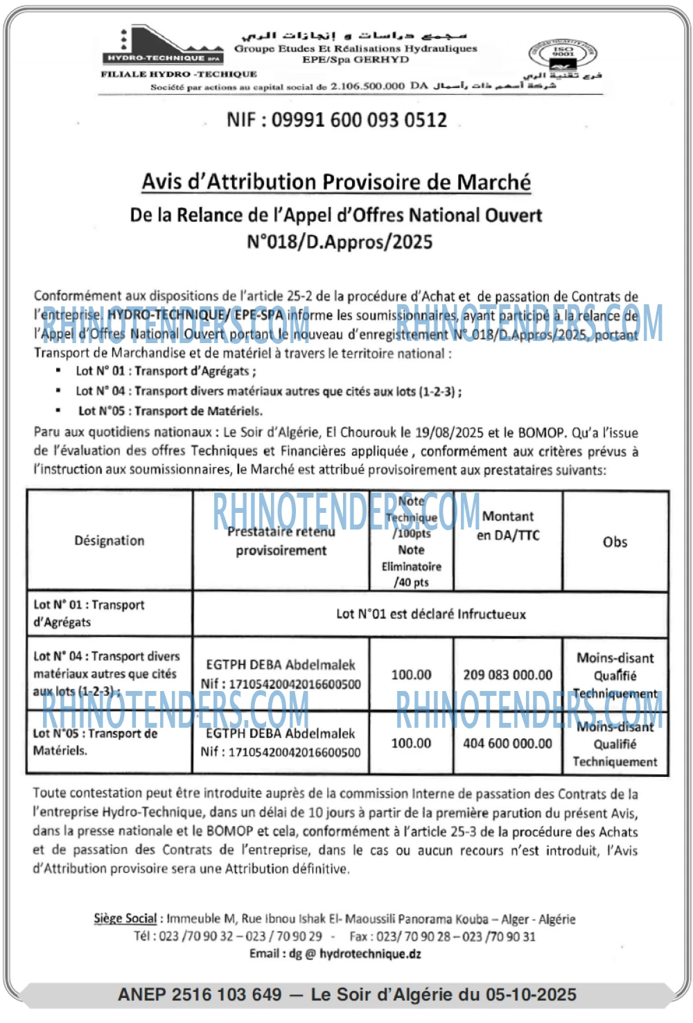 LE SOIR D'ALGERIE