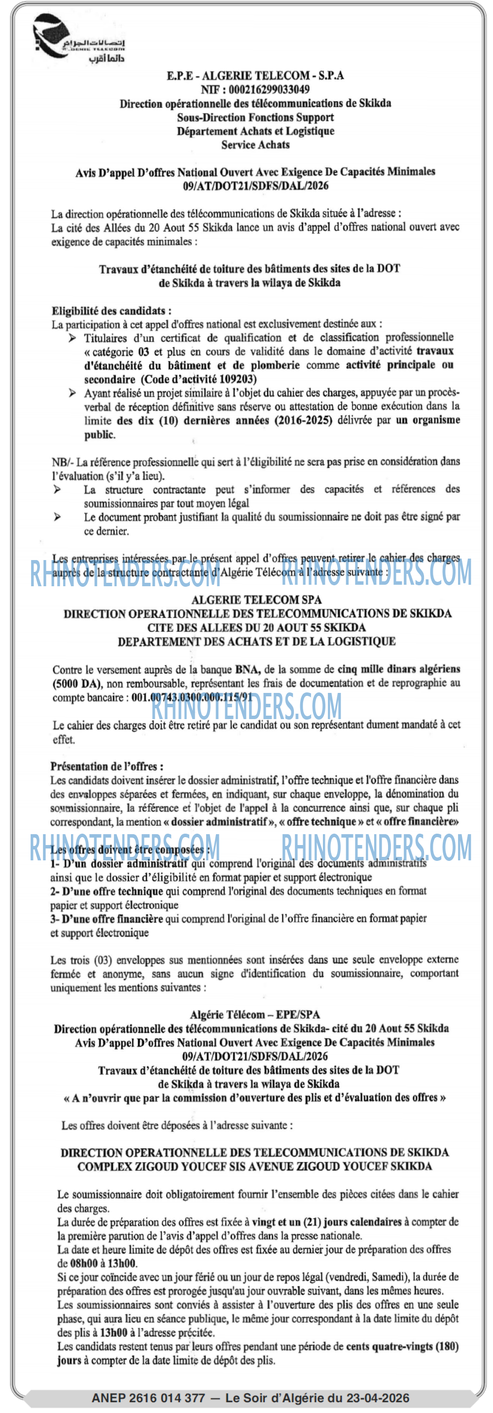LE SOIR D'ALGERIE