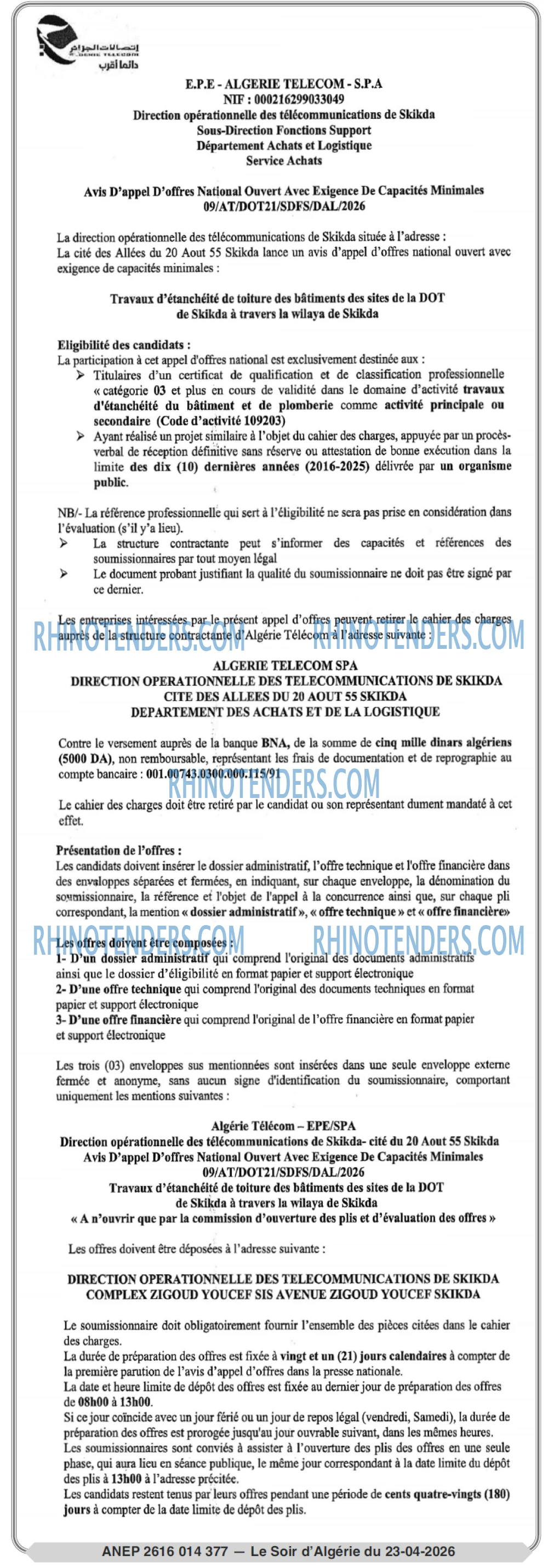 LE SOIR D'ALGERIE