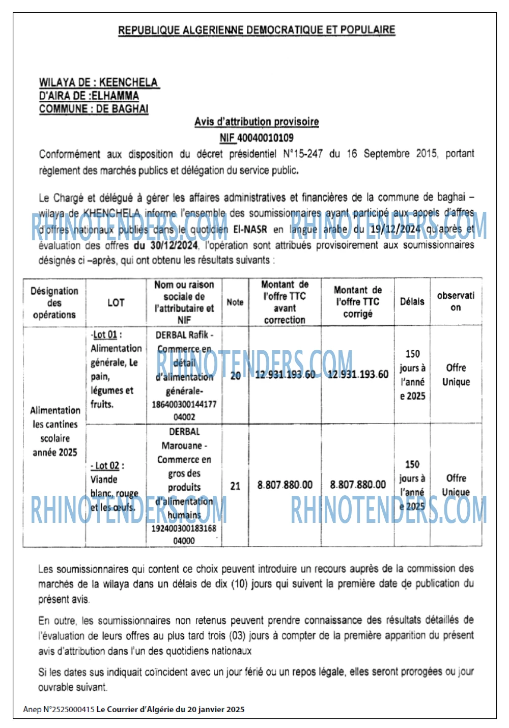 Le Courrier d'Algerie