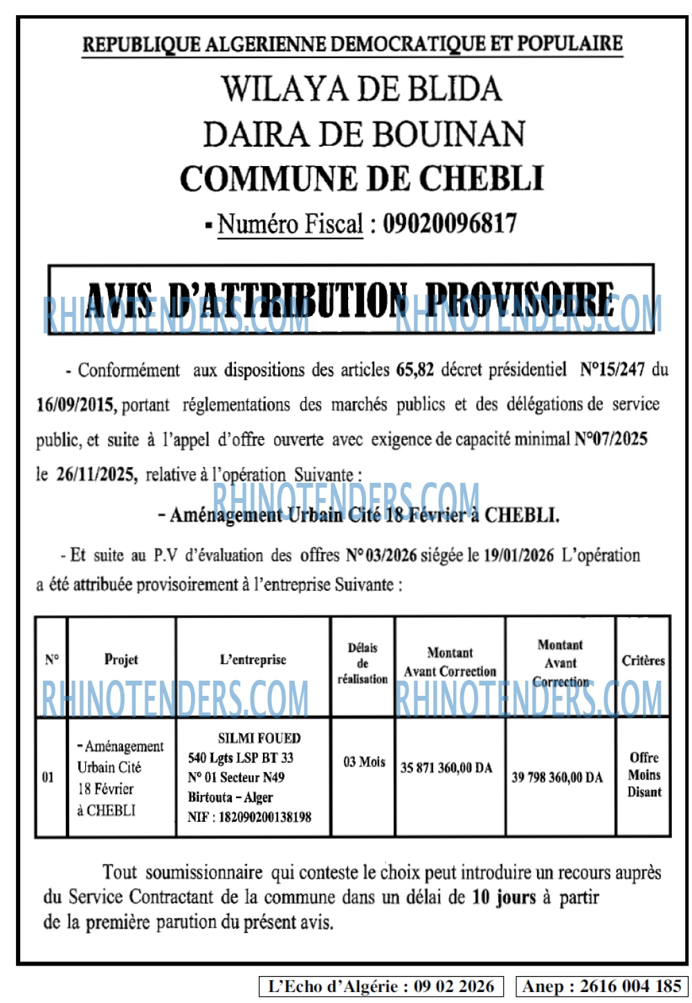 L'ECHO D'ALGERIE