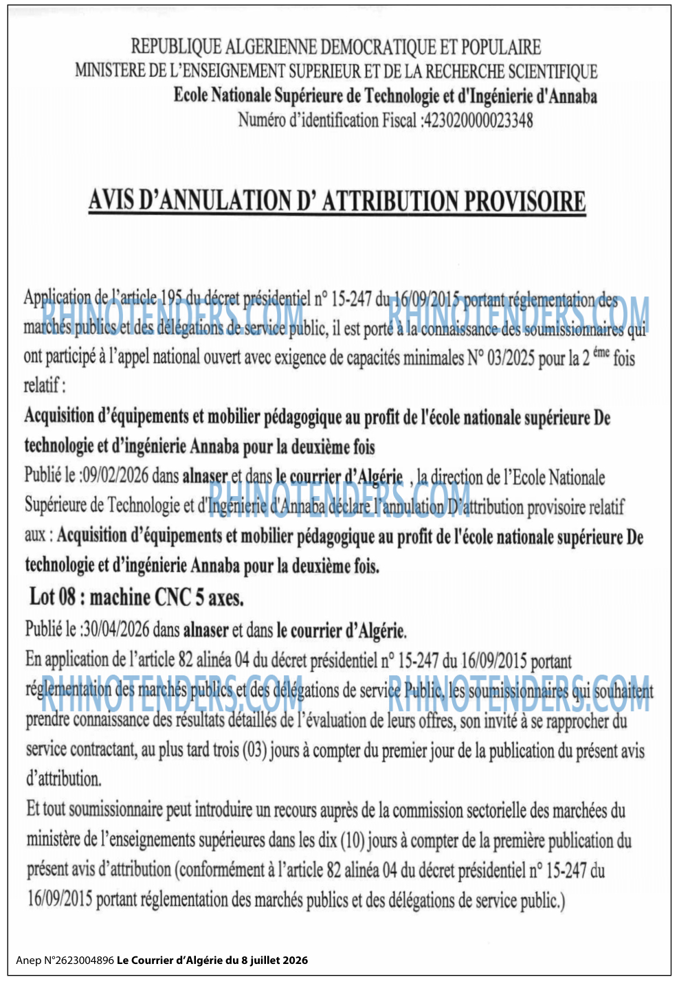 Le Courrier d'Algerie