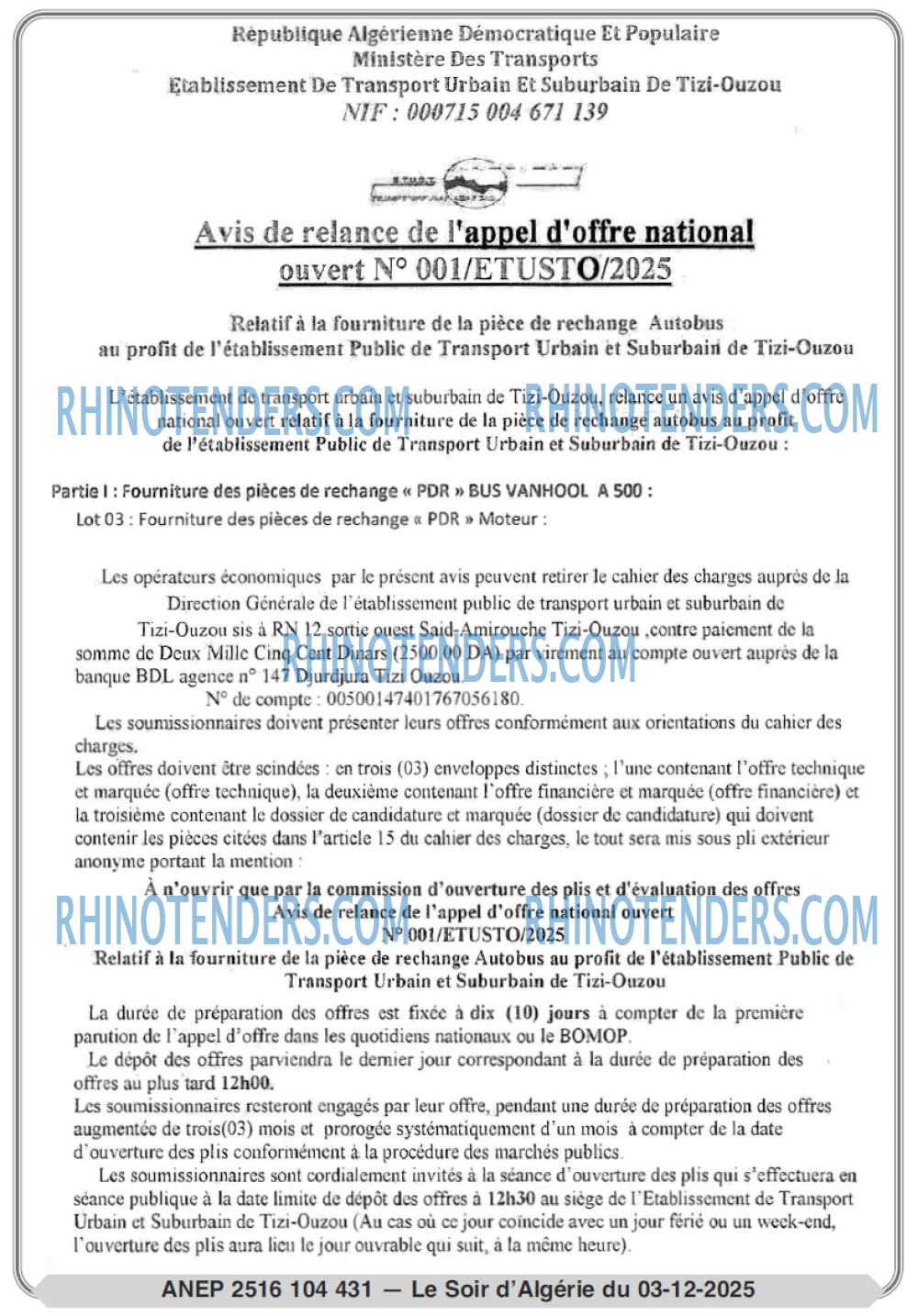 LE SOIR D'ALGERIE