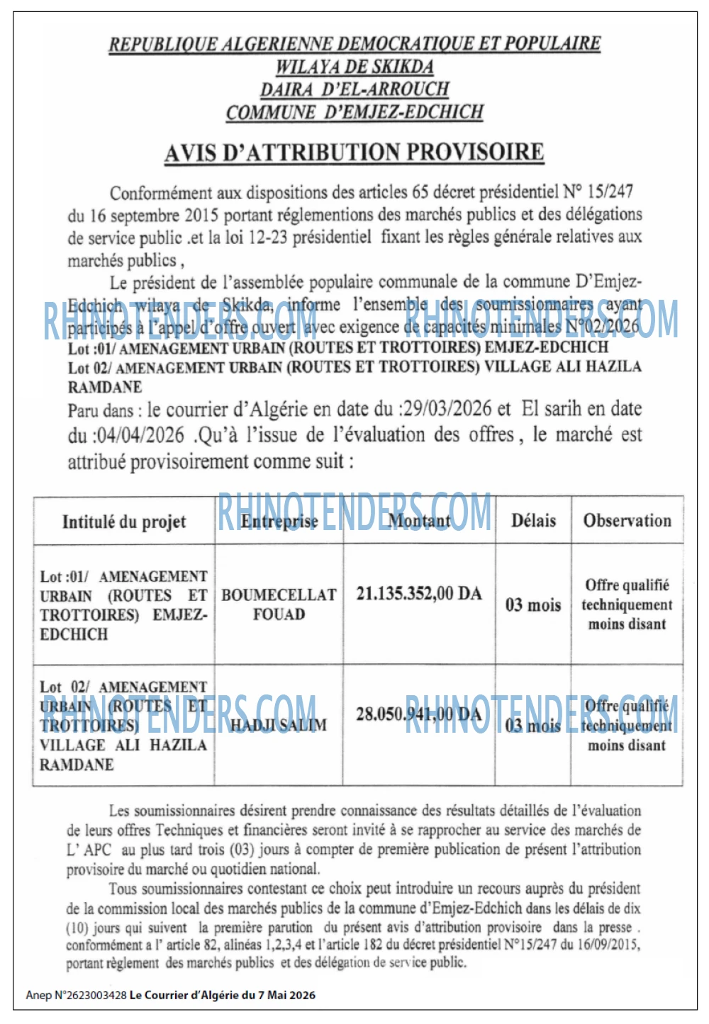 Le Courrier d'Algerie