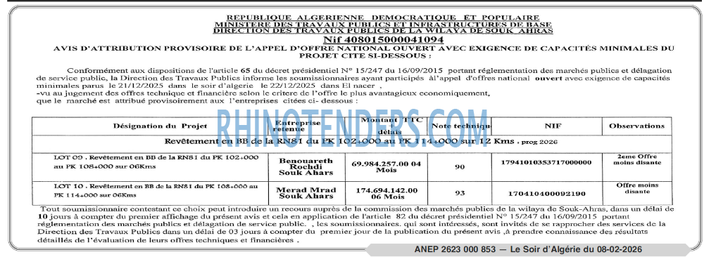 LE SOIR D'ALGERIE