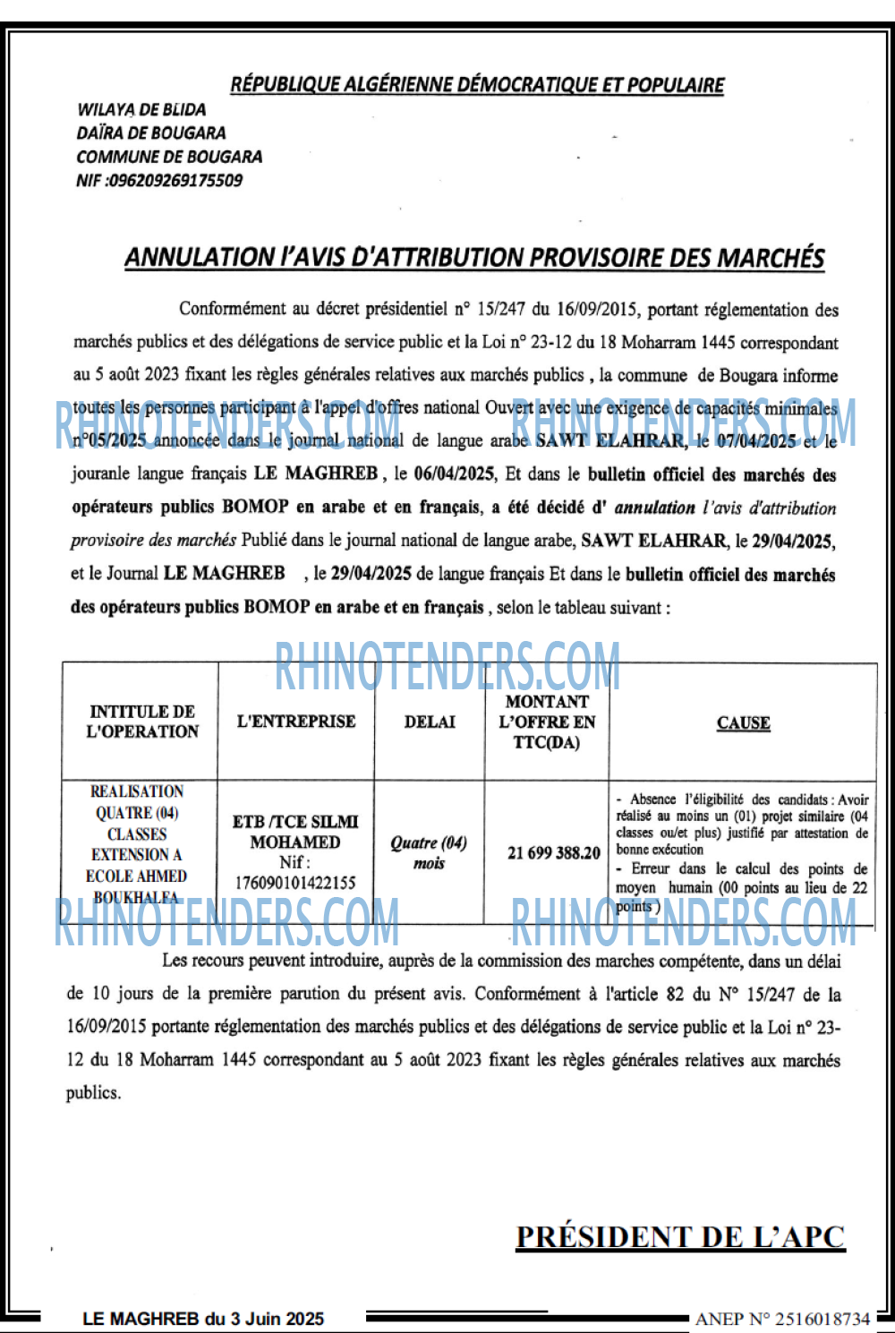 LE SOIR D'ALGERIE