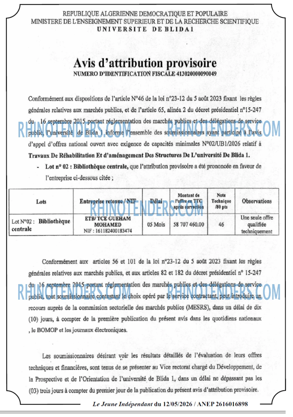 Jeune Independant