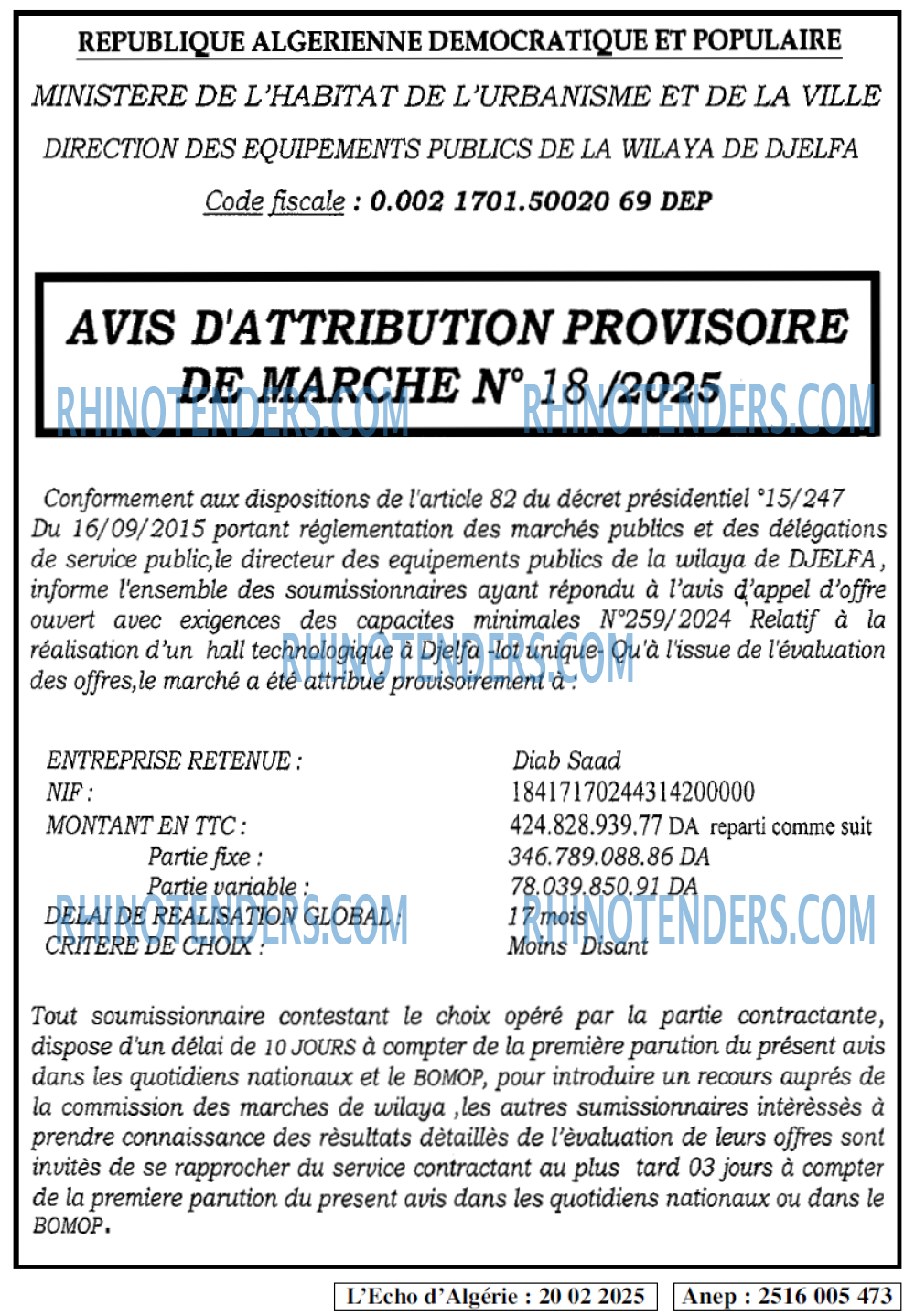L'ECHO D'ALGERIE