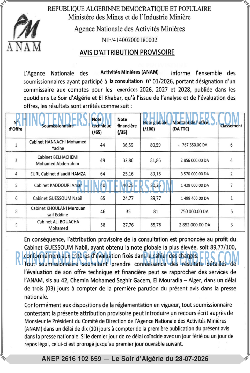LE SOIR D'ALGERIE