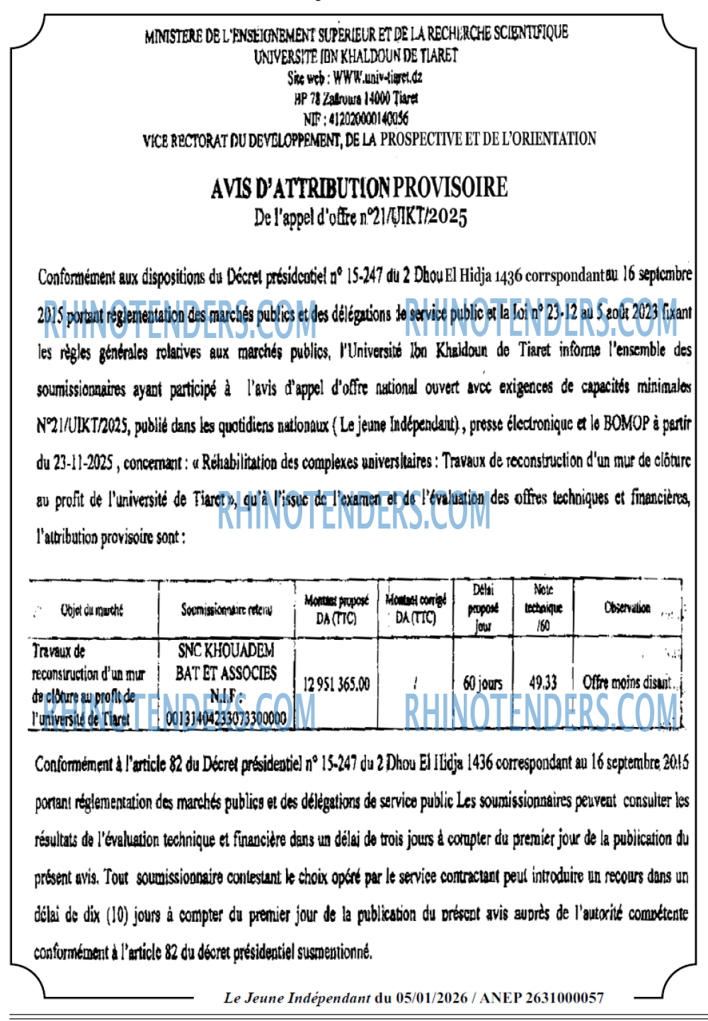 Le jeune indépendant
