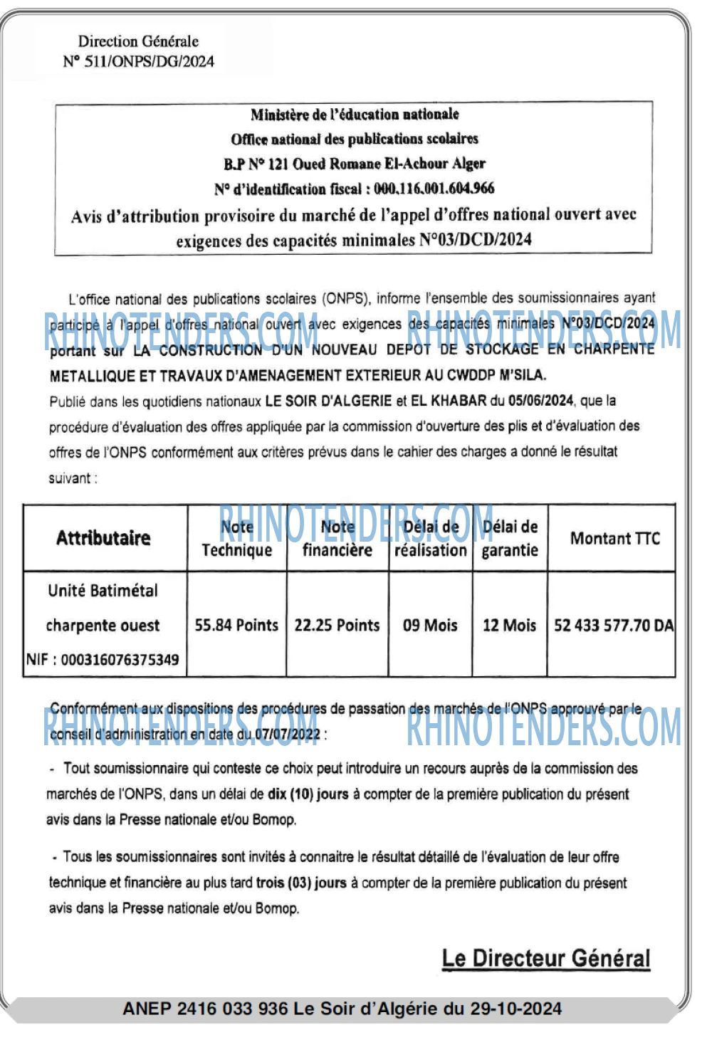 LE SOIR D'ALGERIE
