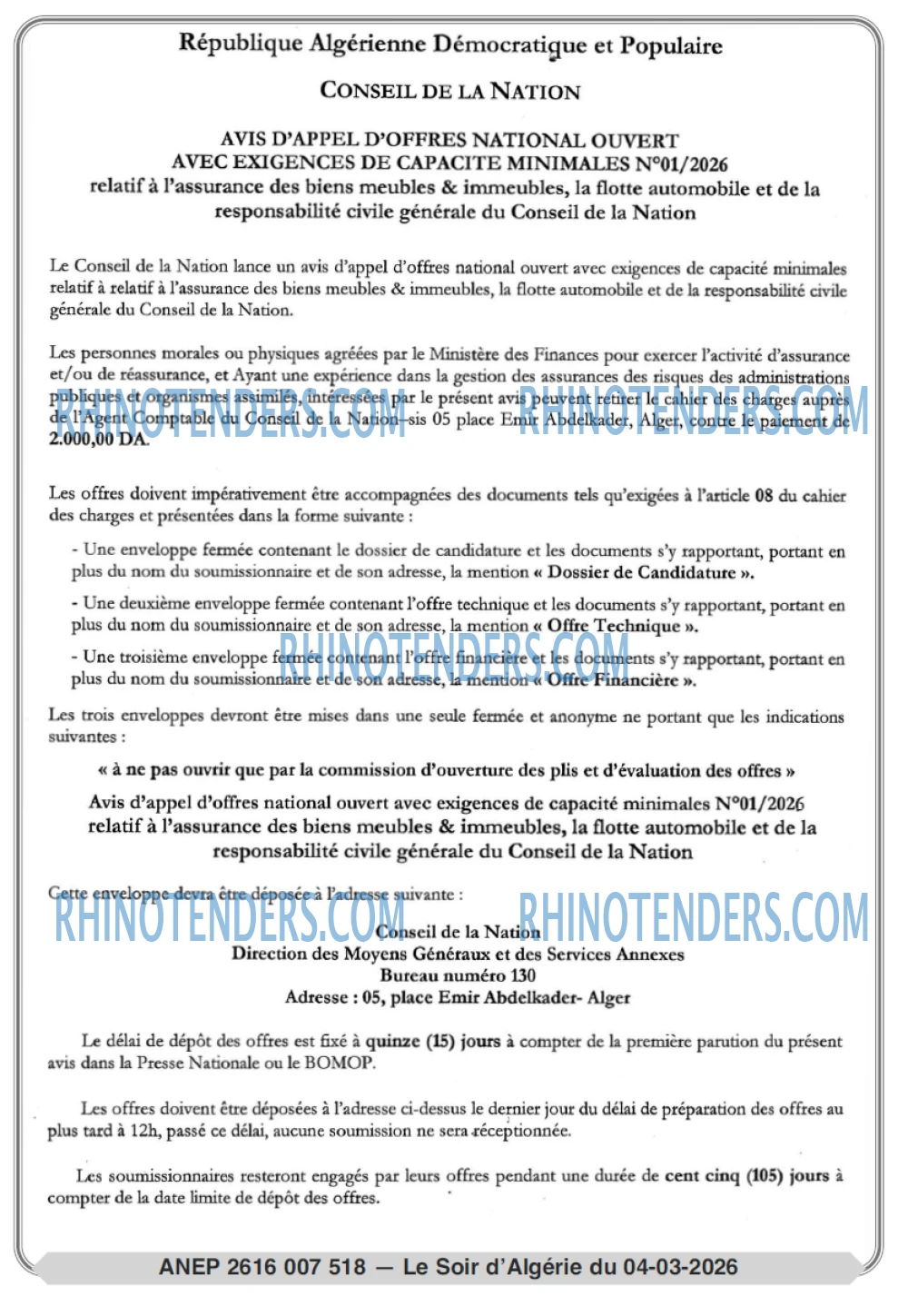 LE SOIR D'ALGERIE