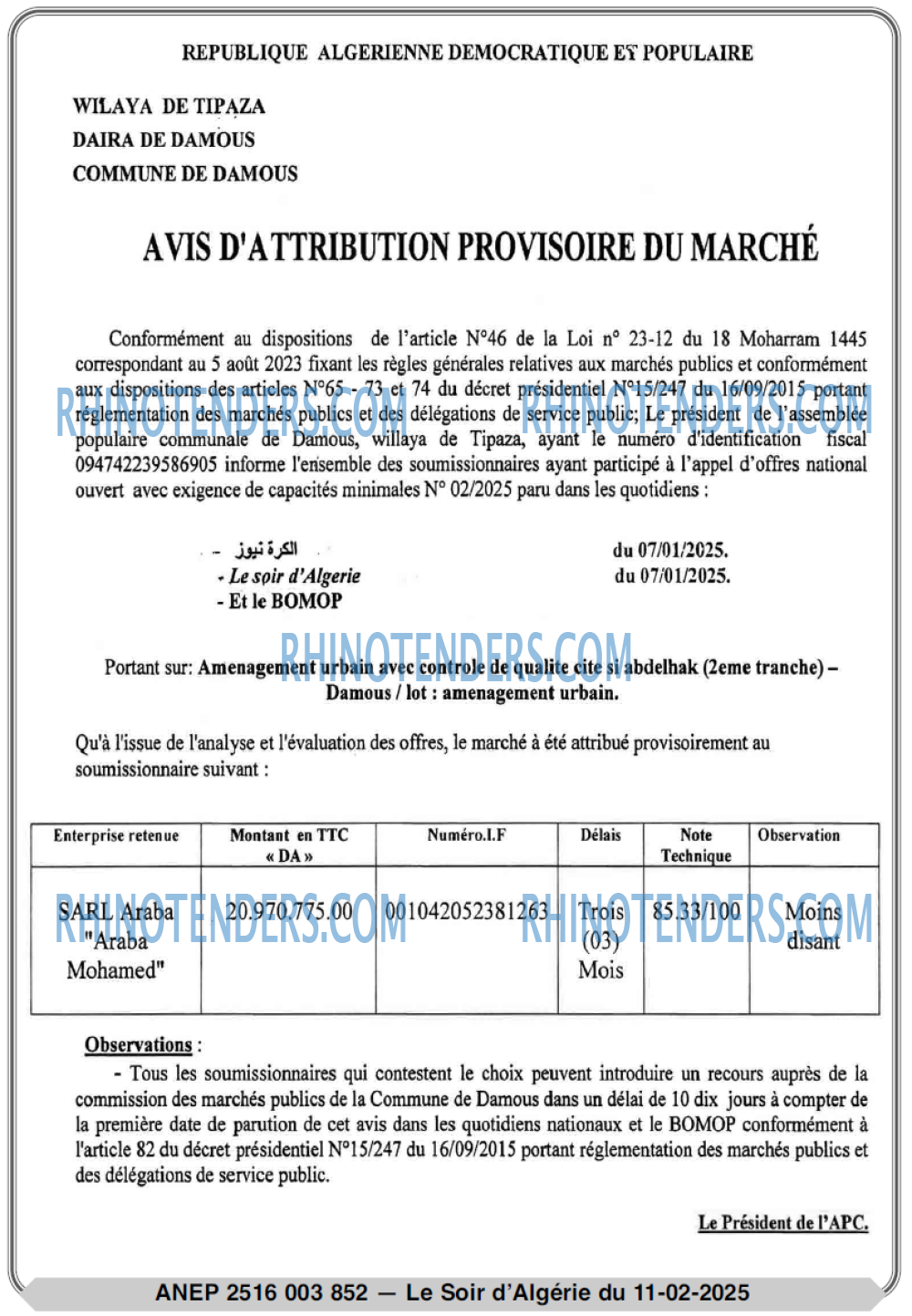 LE SOIR D'ALGERIE
