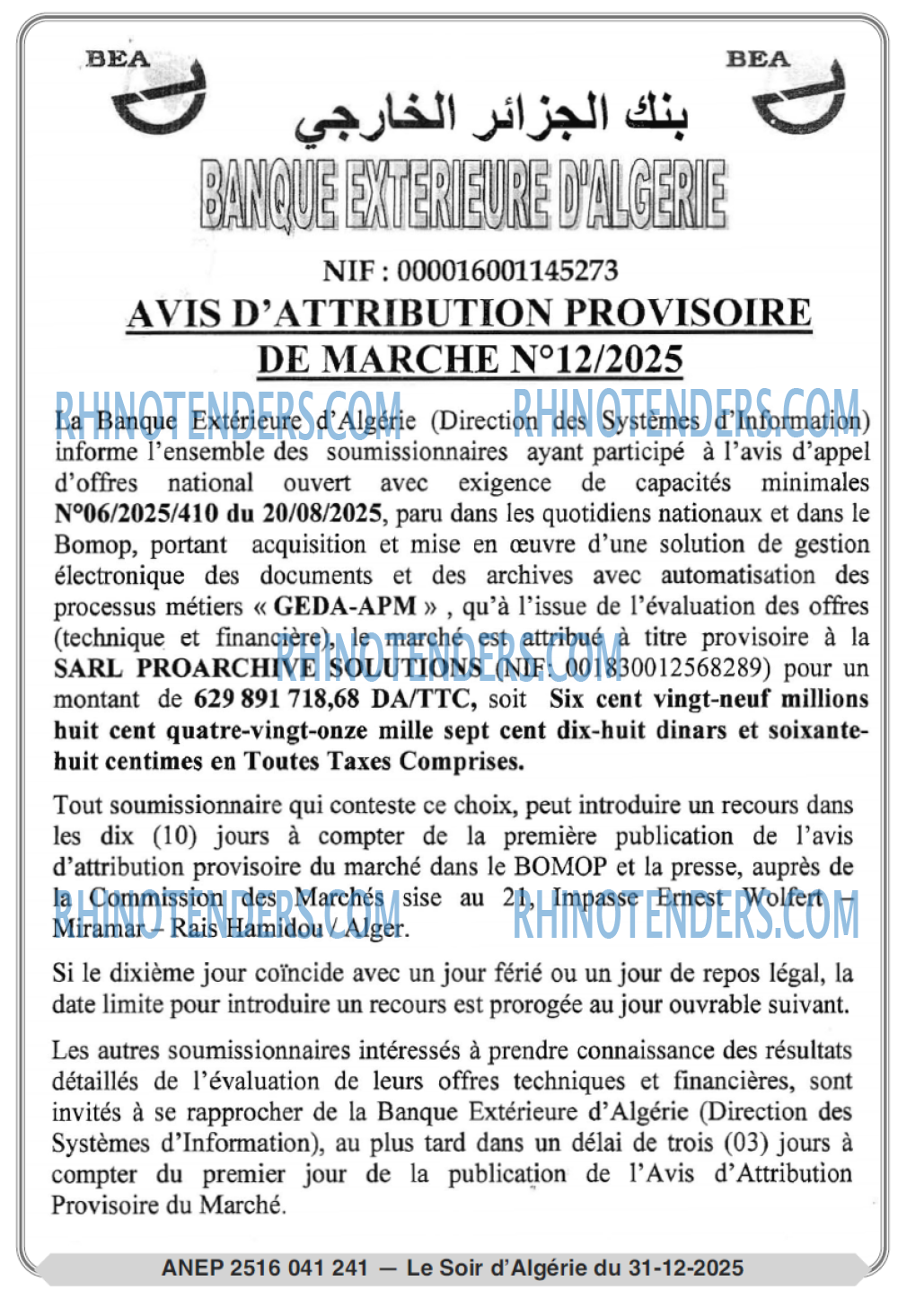 LE SOIR D'ALGERIE