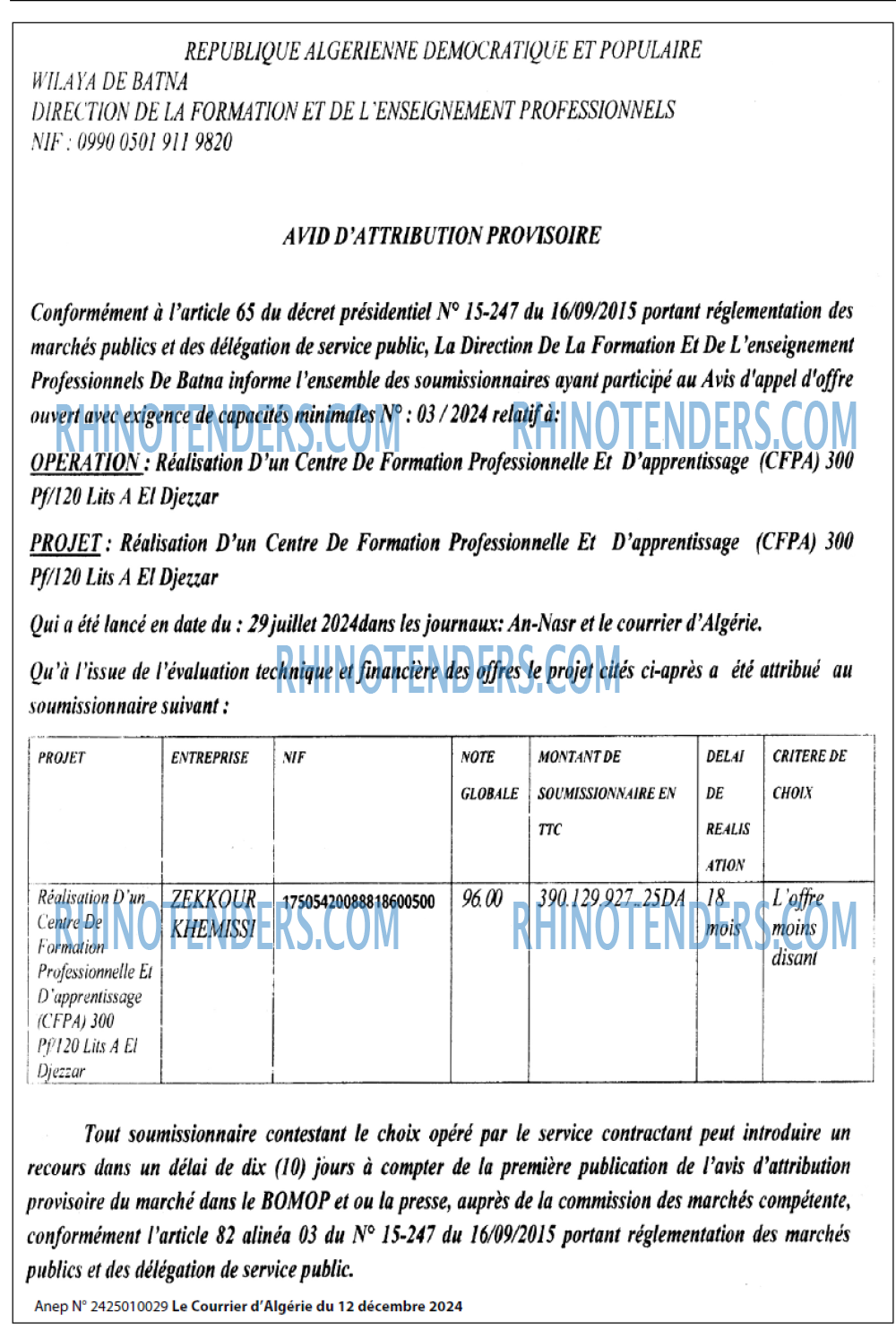 Le Courrier d'Algerie
