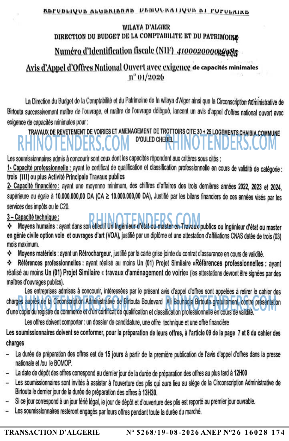 TRANSACTION D'ALGERIE