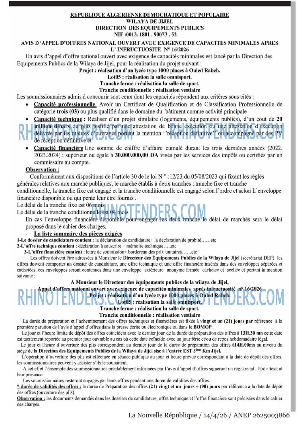 NOUVELLE REPUBLIQUE