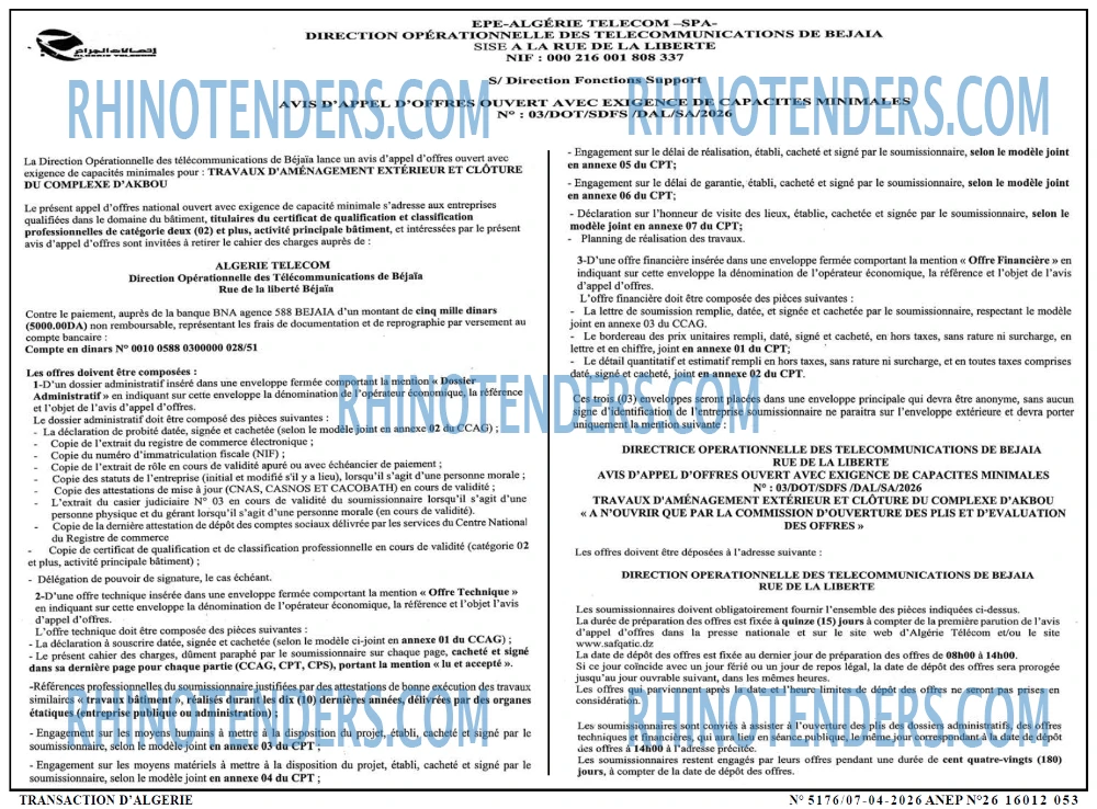 TRANSACTION D'ALGERIE