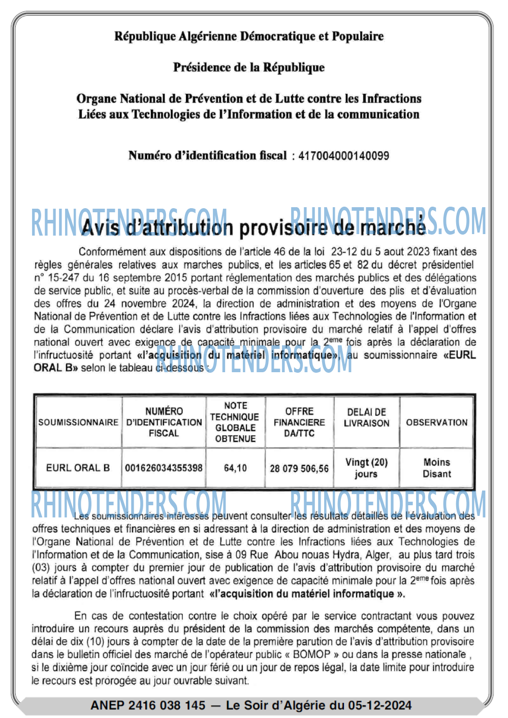 LE SOIR D'ALGERIE