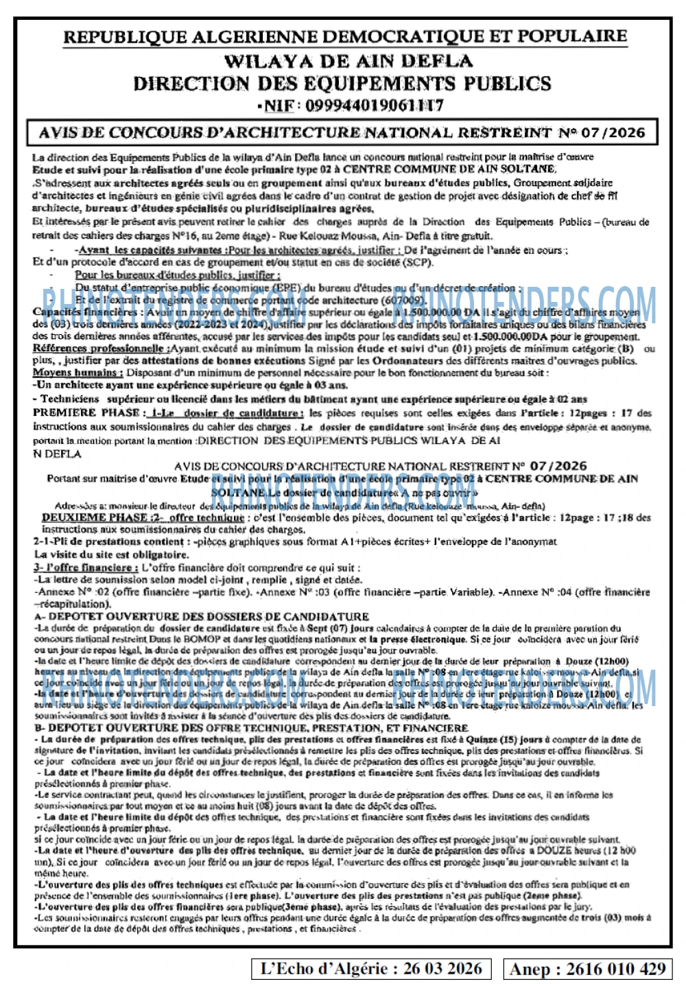 L'ECHO D'ALGERIE