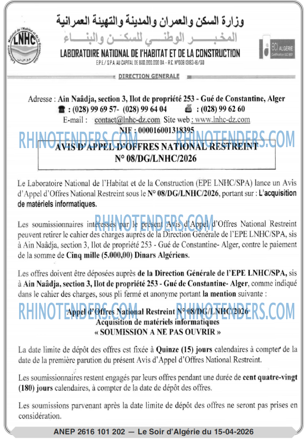 LE SOIR D'ALGERIE