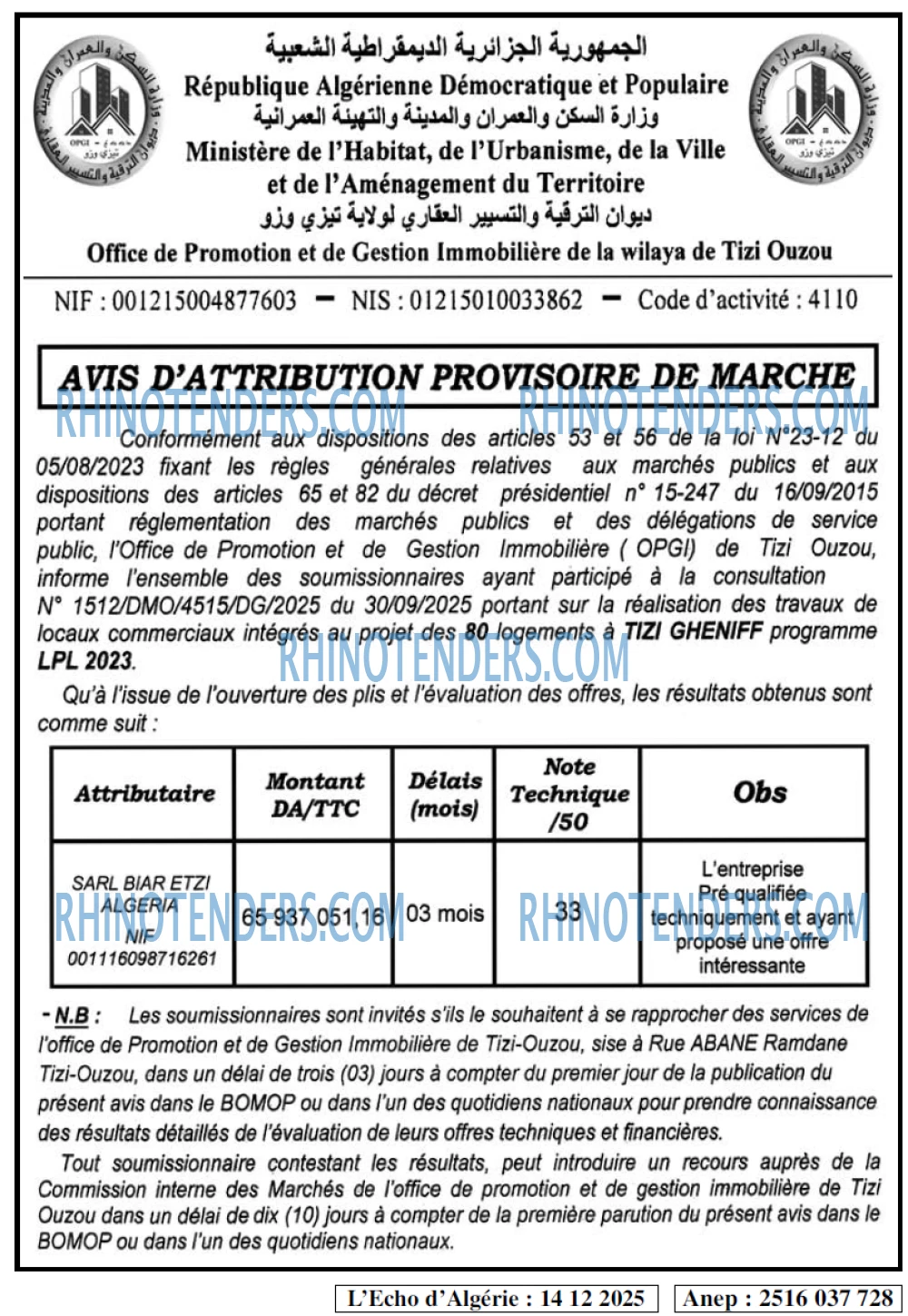 L'ECHO D'ALGERIE
