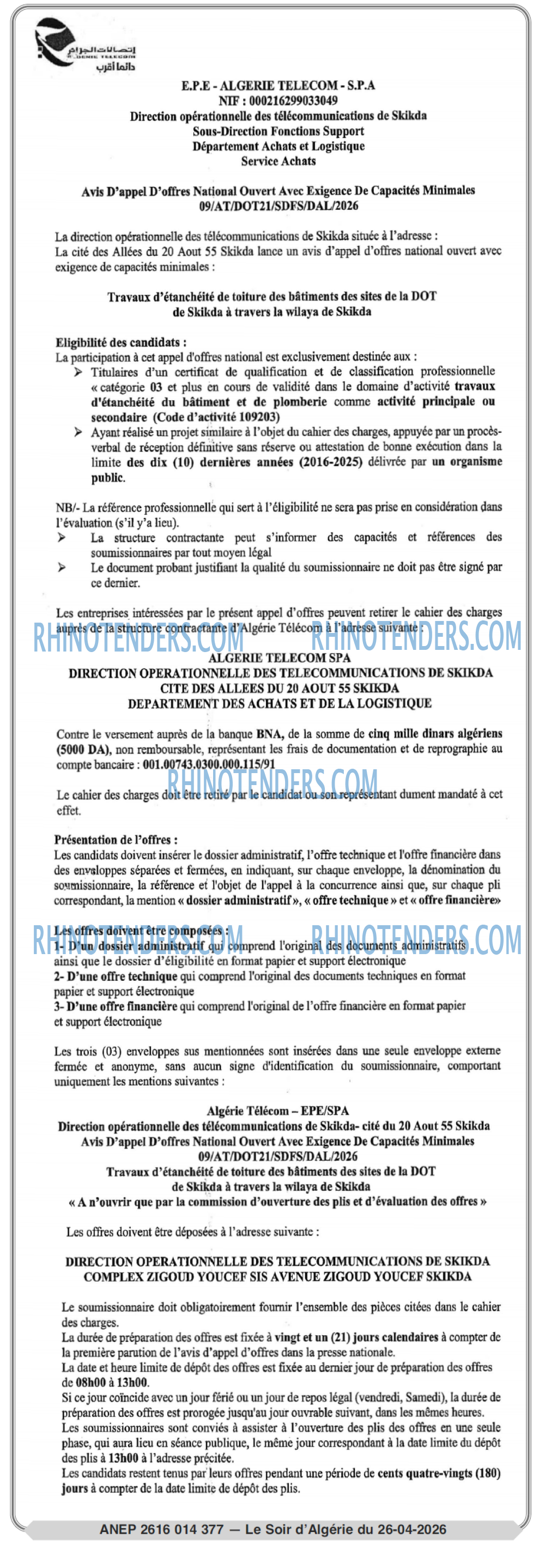 LE SOIR D'ALGERIE