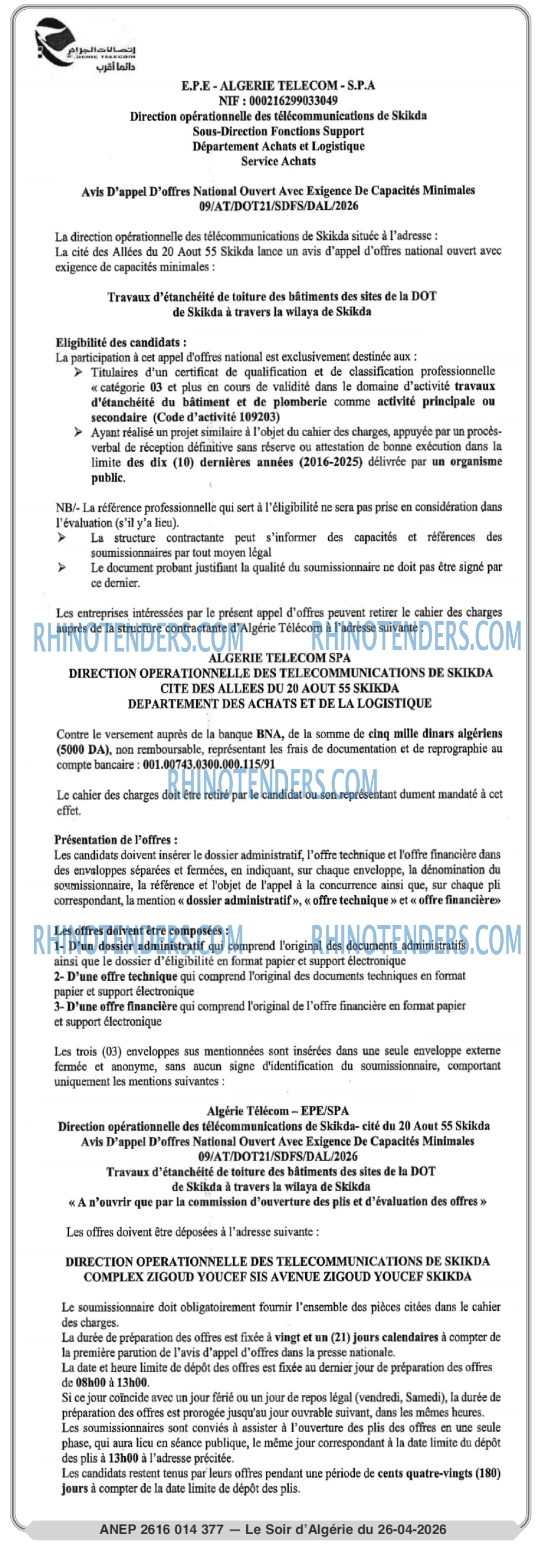LE SOIR D'ALGERIE