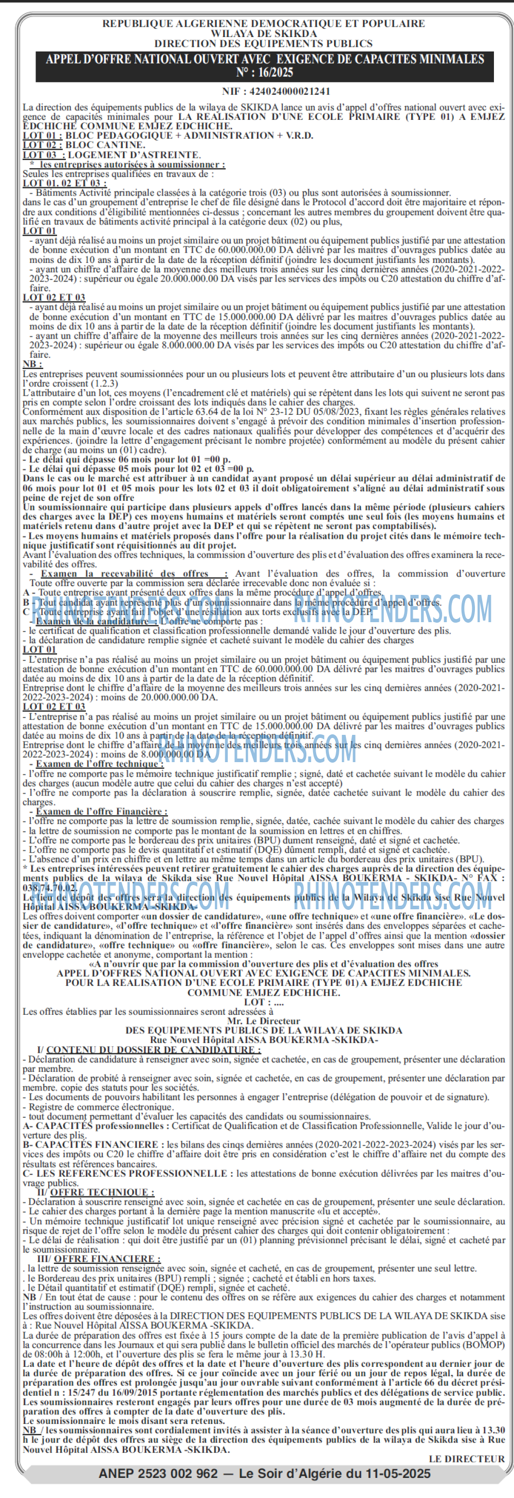 LE SOIR D'ALGERIE
