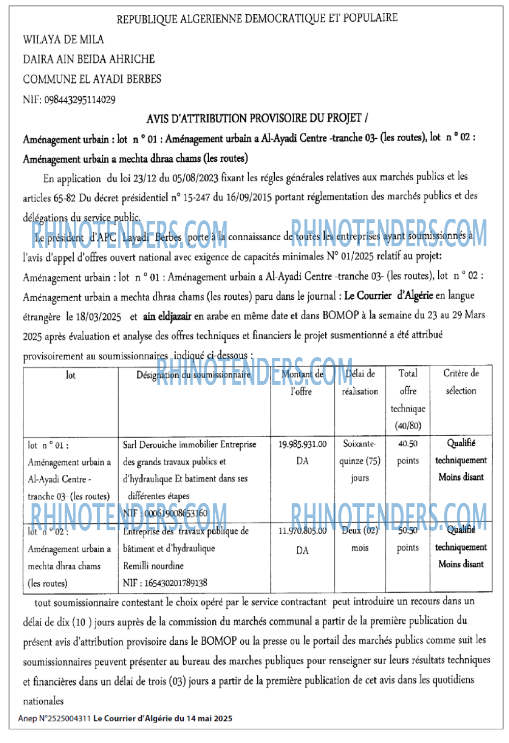 Le Courrier d'Algerie