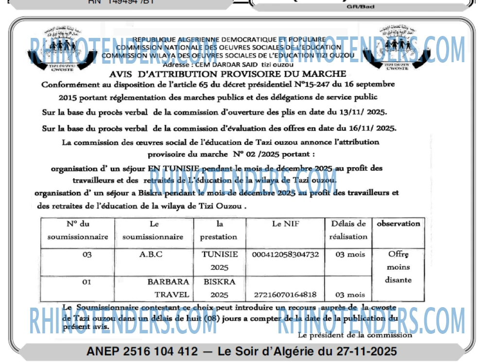 LE SOIR D'ALGERIE