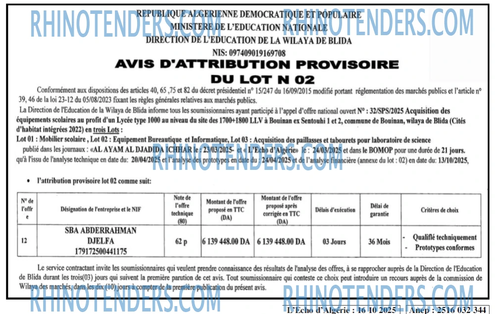 L'ECHO D'ALGERIE