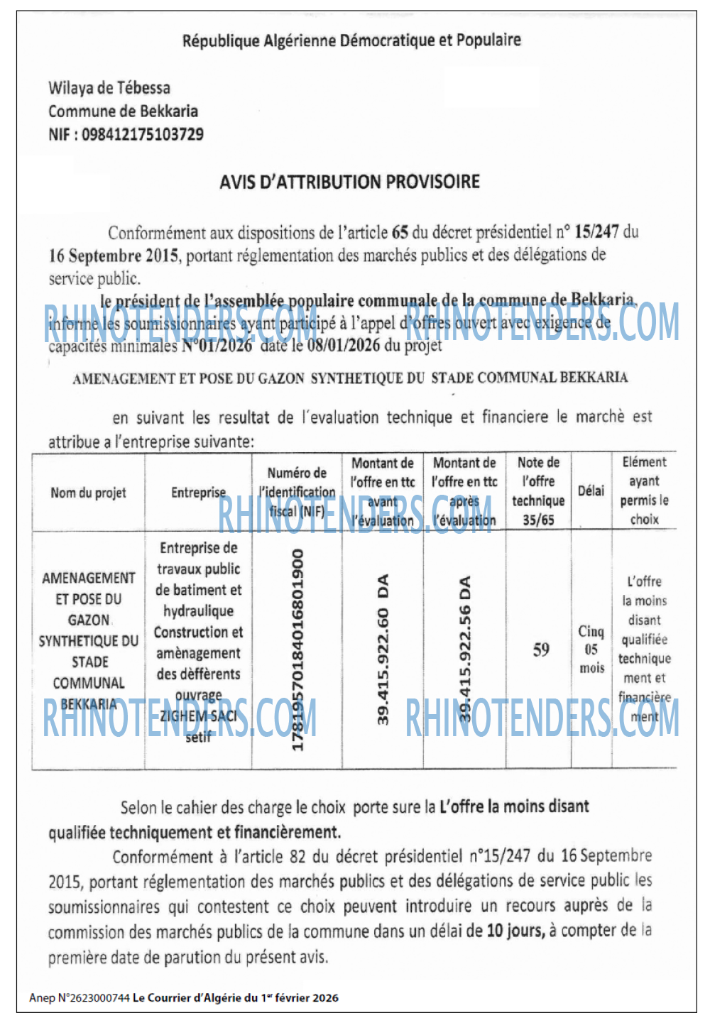 Le Courrier d'Algerie