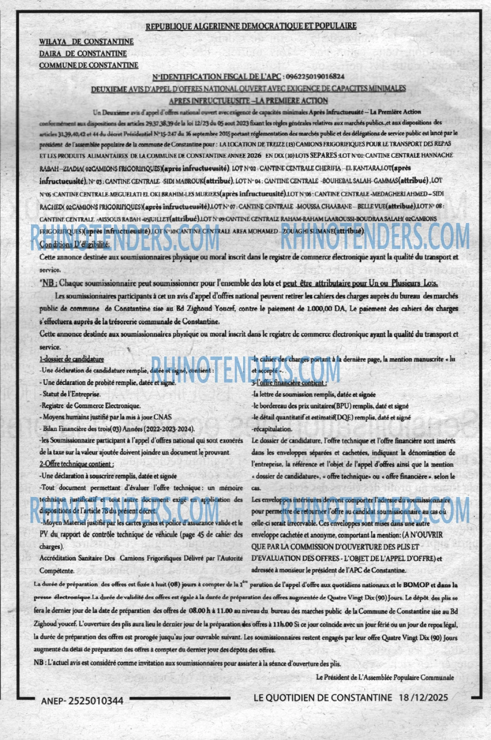LE QUOTIDIEN DE CONSTANTINE