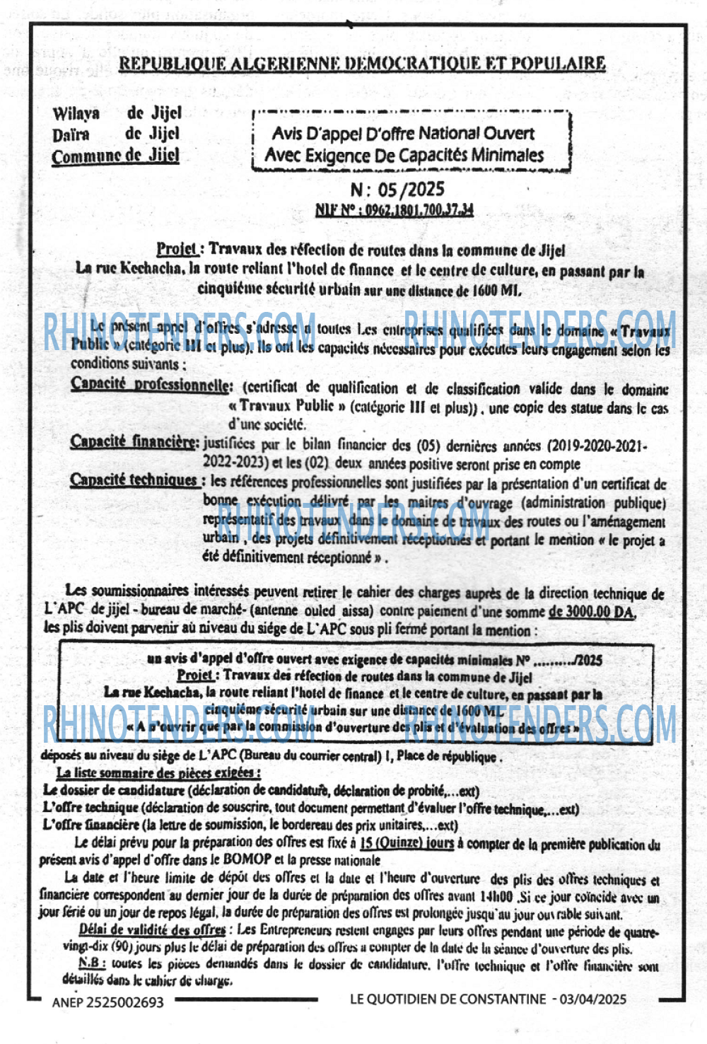 LE QUOTIDIEN DE CONSTANTINE