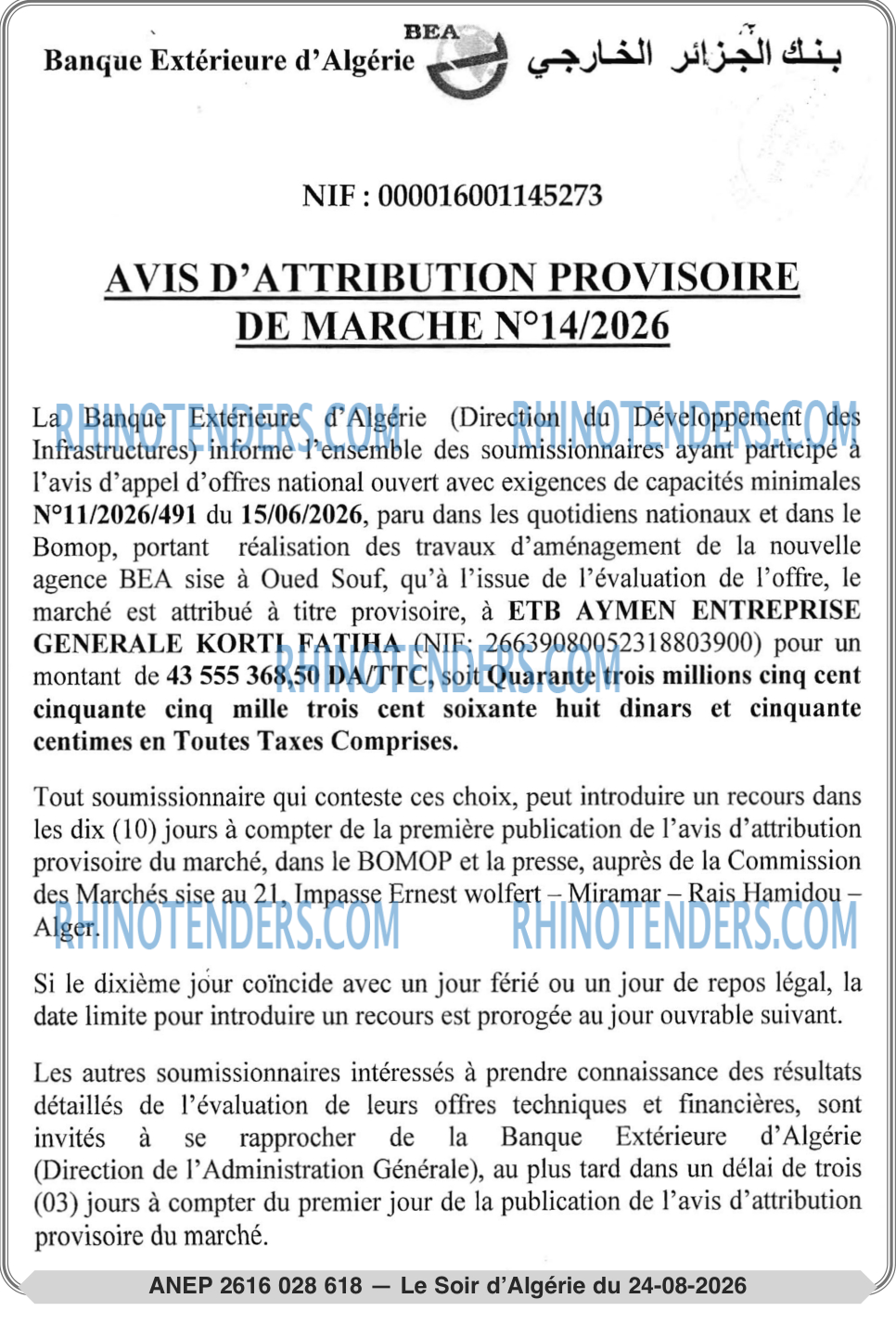 LE SOIR D'ALGERIE