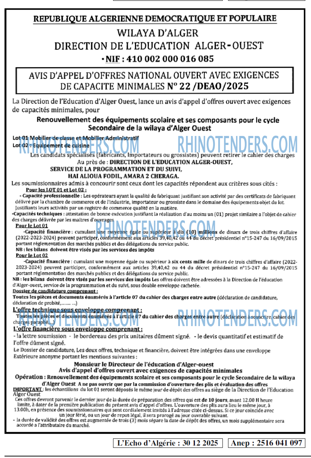 L'ECHO D'ALGERIE