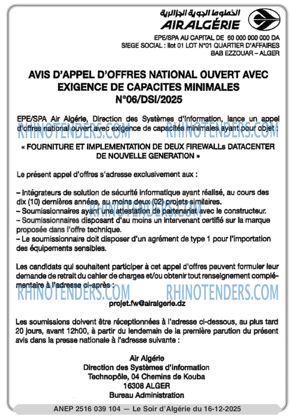 LE SOIR D'ALGERIE